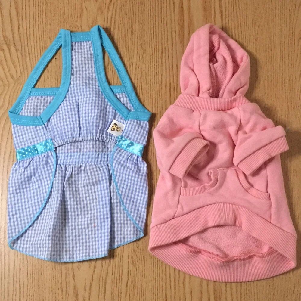 Bundle Of 2 Doggie Sweatshirt/Dress Size XSmall 8” Waist 9-10” Length
